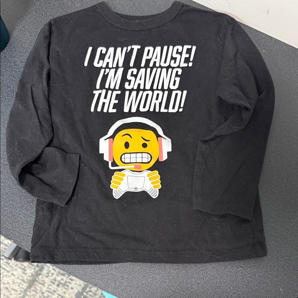 Black Kids Shirt with Emoji Graphic